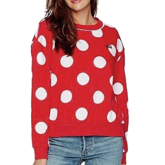 Vans Disney Mickey's 90th Birthday Mini Mouse Polkadot Fleece Sweatshirt S-M - Picture 1 of 16
